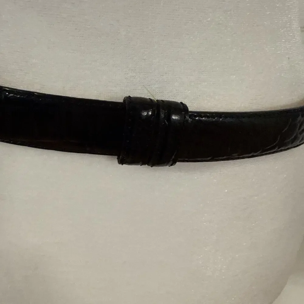 Women’s black, Rochester croc-embossed leather belt Rope Detail Buckle Size M